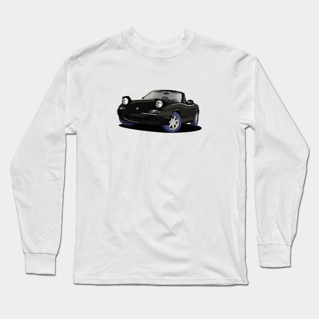 Black Mazda MX-5 Roadster Long Sleeve T-Shirt by Webazoot